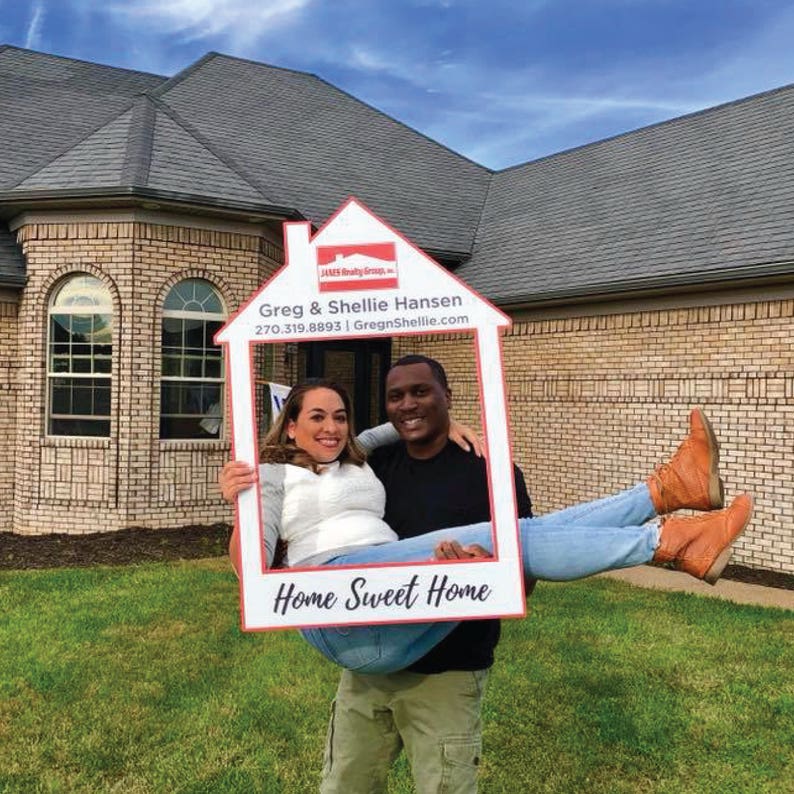 Real Estate Marketing Photo Booth Props Realtor Selfie Frame Personalized House Frame Sign Printed Real Estate Advertising Sign image 8