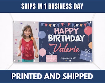 Personalized Birthday Vinyl Banner, Custom Printed Design
