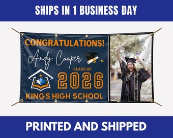Custom Graduation Banner, Class of 2026 Photo Banner, Senior Party Decoration
