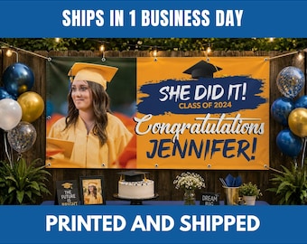 Personalized Graduation Banner, Custom Photo Class of 2024 Party Decoration