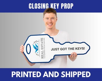 Custom Real Estate Closing Key Photo Prop | Agent Branding