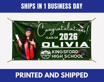 Personalized Graduation Banner, Custom Class of 2026 Party Decoration (Vinyl)