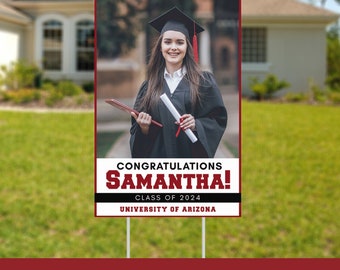 Class of 2024 Graduation Yard Sign | Custom Red Congratulations Surprise Sign | Graduation Announcement Lawn Sign | Coroplast Outdoor Sign
