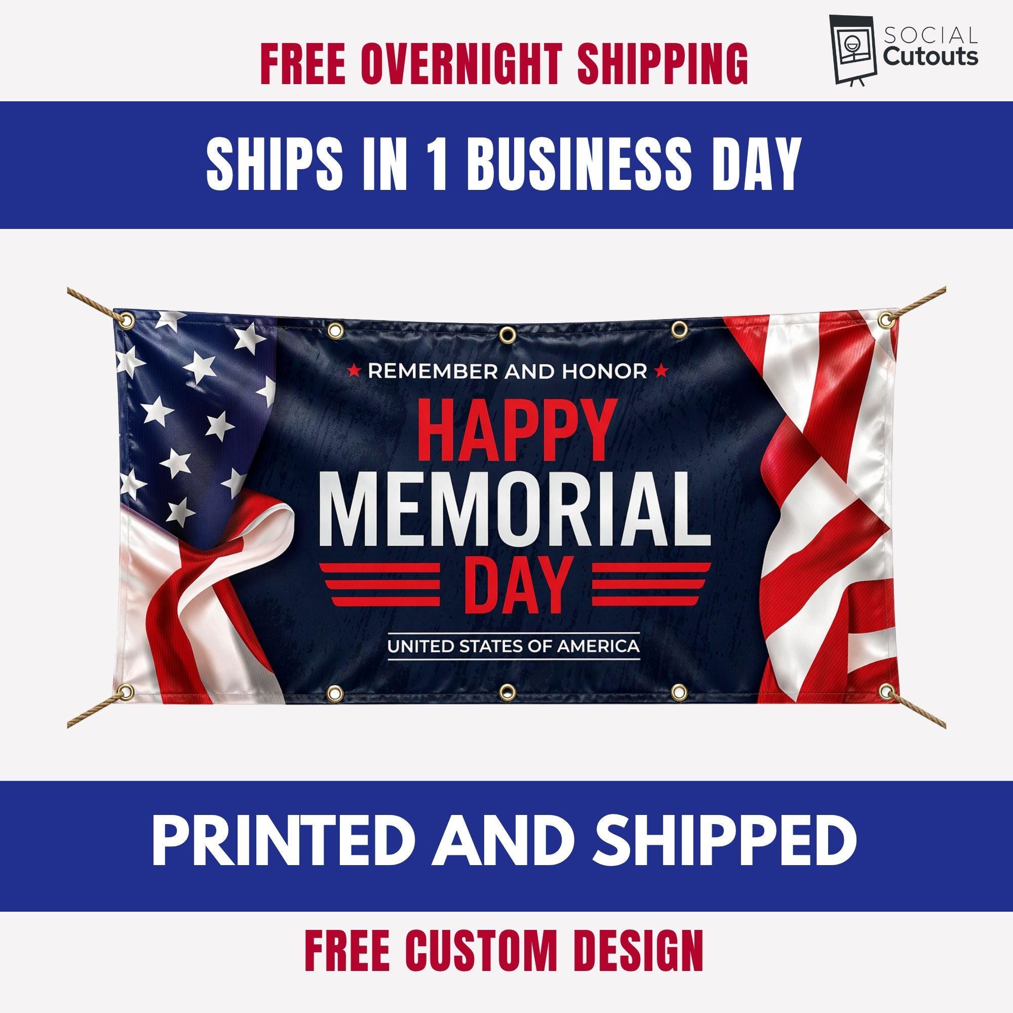 Happy Memorial Day Vinyl Banner, Patriotic USA Flag Party Decoration - Etsy