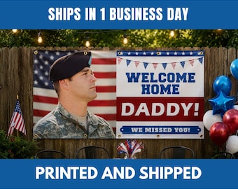 Personalized Military Welcome Home Banner, Custom Photo, Vinyl Party Decoration