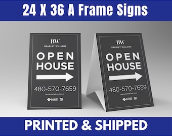 Custom Open House Sign for Realtors | 24x36 A-Frame Sidewalk Sign | Free Design Coroplast