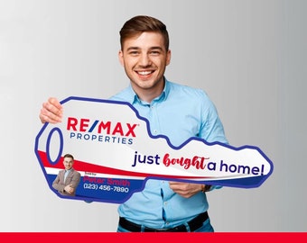 REMAX Personalized Real Estate Key Photo Prop Printed Closing Key Customized Giant Key Prop Realtor Key Real Estate Marketing Closing Signs