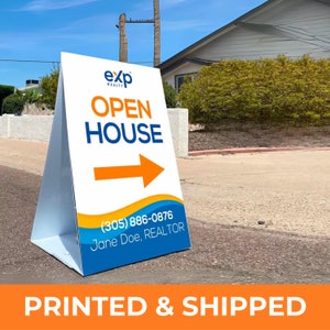 EXP Realty Real Estate A Frame Props Customized Realtor A-Frame Sign Open House Stand Frame Sign Printed Real Estate Advertising