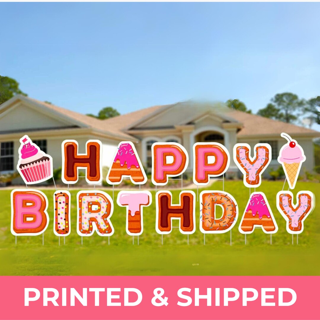 Pastry Happy Birthday Lawn Letters Personalized Printed Yard Letter
