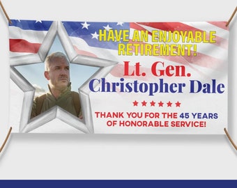 Retired Military Banner Customized Printed Banner Years of Service Vinyl Banner US Army Vinyl Banner 2023 Retirement Backdrop Military