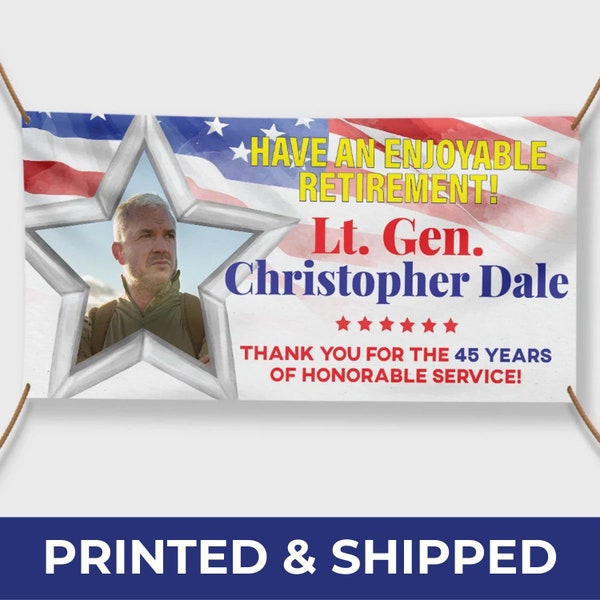 Retired Military Banner Customized Printed Banner Years of Service Vinyl Banner US Army Vinyl Banner 2023 Retirement Backdrop Military