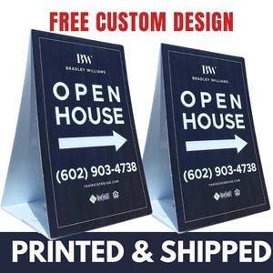 Open House Sign A-Frame Signs | FULL Custom Design INCLUDED | Realtor A-Frame Sign | Open House Signs | Designed and Printed