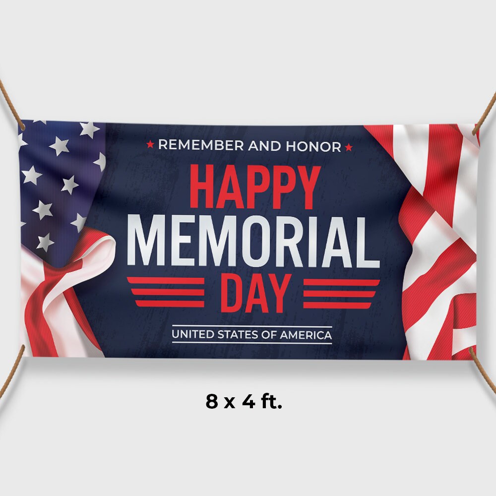 Happy Memorial Day Vinyl Banner, Patriotic USA Flag Party Decoration - Etsy