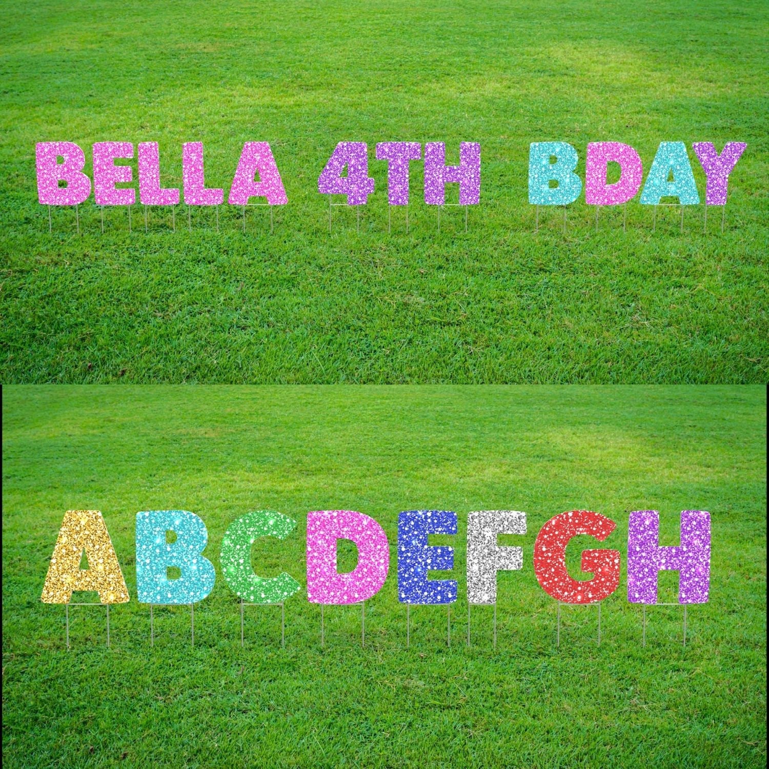 Glitter Lawn Letters Personalized Printed Yard Letter Birthday Etsy