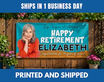 Personalized Retirement Vinyl Banner, Custom Photo Party Decoration
