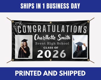 Personalized Graduation Banner, Class of 2026 Photo Party Decoration