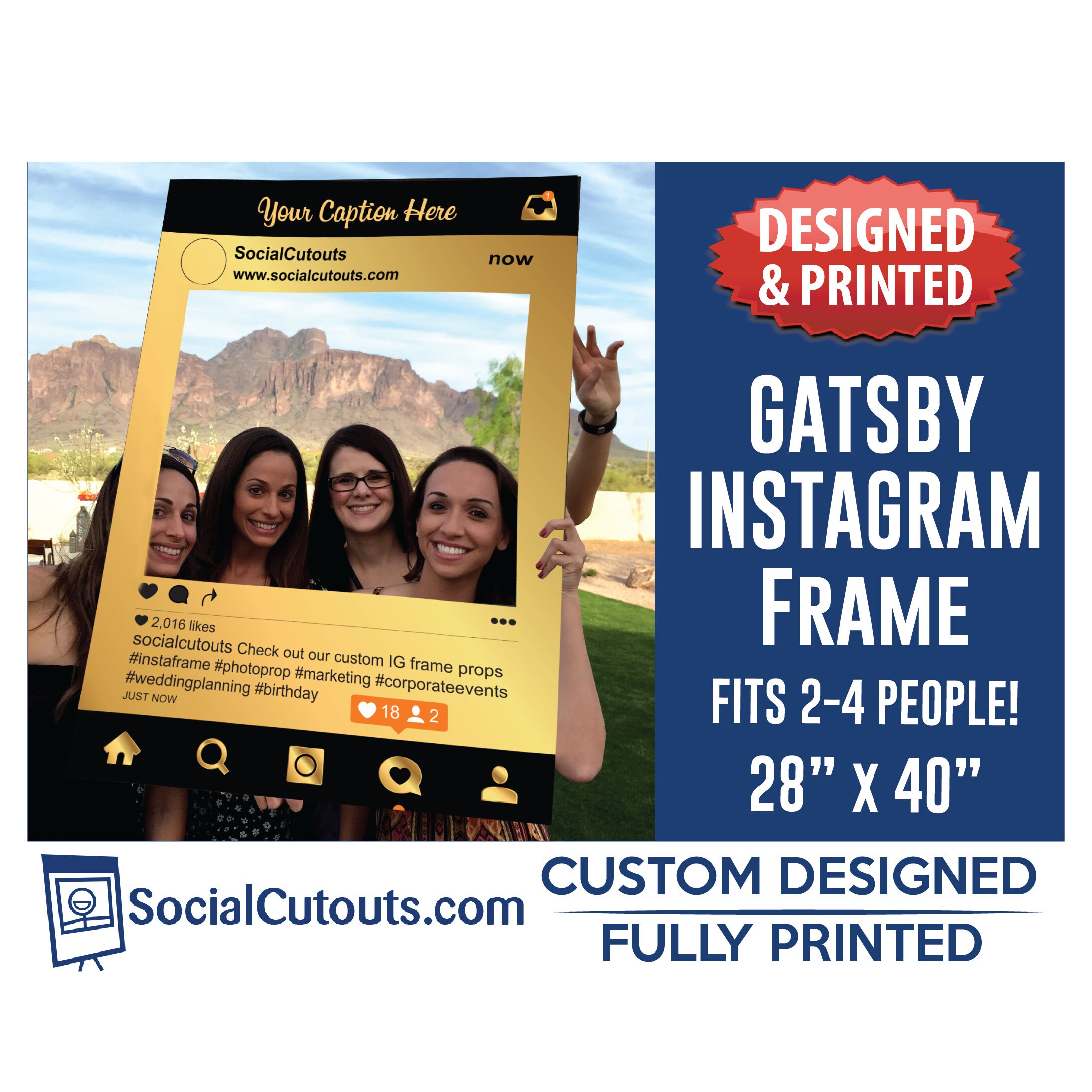 Great Gatsby Party Instagram Frame Photo Booth Prop Printed Etsy