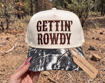 Gettin Rowdy Trucker Cap Embroidery Design, Western Bachelorette Baseball Cap Digital File, Western Cowgirl Womens Dad Hat Pattern, PES DST