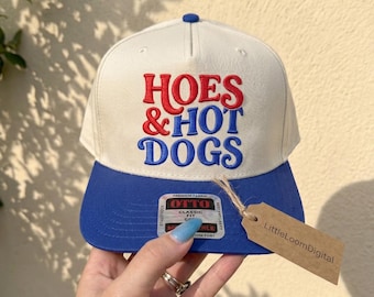 Hoes And Hot Dogs Hat Embroidery Design, Funny Summer BBQ Trucker Hat Digital File, Sarcastic 4th Of July Cap Pattern, Machine Embroidery