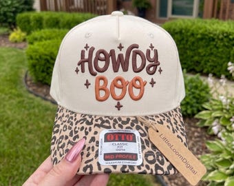 Howdy Boo Embroidery Design for Hat, Cute Western Halloween Trucker Cap Digital File, Retro Cowgirl Spooky Season Dad Hat Pattern, PES DST