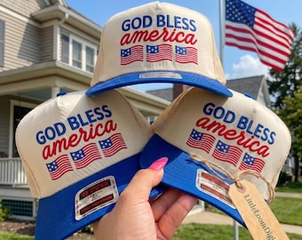 God Bless Patriotic America Hat Embroidery Design, 4th of July Summer Vacation Hat Digital File, 250 Years 1776 2026 Christian USA Flag PES