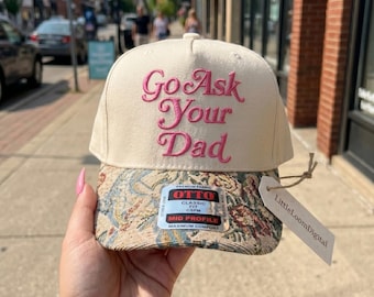 Go Ask Your Dad Trucker Hat Embroidery Design, Cute Mama Digital File, Sarcastic Motherhood Cap Pattern, Summer Trucker Machine File PES DST