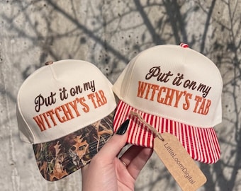 Put It On My Witchy's Tab Hat Embroidery Design, Sarcastic Halloween Hat Embroidery Design, Cute Gothic Spooky Gift Ideas Baseball Cap, PES