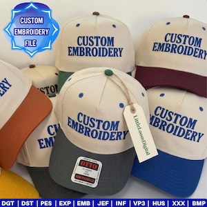 File di ricamo personalizzato per cappello, digitalizzazione del logo per cappellini, disegno di ricamo personalizzato per cappello, digitalizzazione di testo o immagine personalizzati, file di ricamo