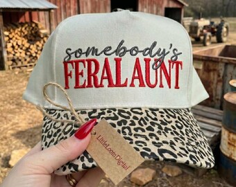 Somebodys Feral Aunt Hat Embroidery Design, New Aunt Gift Trucker Hat Digital File, Pregnancy Announcement Cap Pattern, Machine PES DST