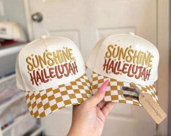 Sunshine Hallelujah Trucker Hat Embroidery Design, Cute Summer Hat Digital File, Christian Baseball Cap Pattern, Machine Download PES DST