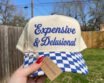 Expensive and Delusional Embroidery Design for Hat, Funny Sassy Quote Cap File, Trendy Sarcastic Trucker Hat, Summer Hat DST PES Download