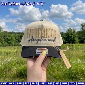 Faderskap är kungarikets arbete Trucker hatt broderi design, kristen pappa hatt digital fil, religiös fars dag keps mönster PES DST JEF