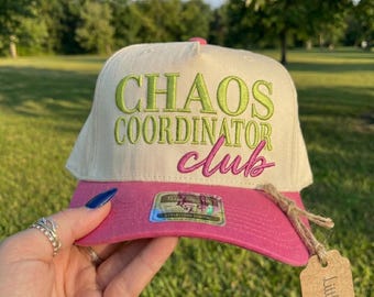 Chaos Coordinator Club Trucker Hat Embroidery Design, Funny Mothers Day Hat Digital File, Retro Teacher Mom Cap, Summer Hat Machine File PES