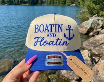 Boatin Floatin Trucker Hat Embroidery Design, Lake Life Summer Beach Vacation Cap Digital File, Bachelorette Machine Embroidery PES DST