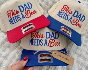 This Dad Need A Beer Hat Embroidery Design, Funny Fathers Day Trucker Hat Digital File, Retro Summer BBQ Cap, Embroidery Machine File PES