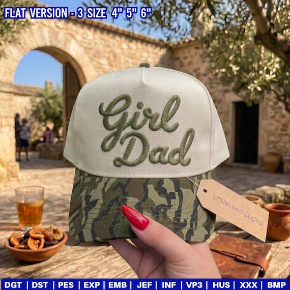 Girl Dad Hat Embroidery File, Funny Fatherhood Trucker Hat Design, New Dad Gift Cap, Father’s Day Hat Digital Download PES DST