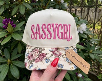 SassyGrl Trucker Hat Embroidery Design, Sassy Girl Trucker Cap Design, Cute Attitude Girl Power PES DST Download File