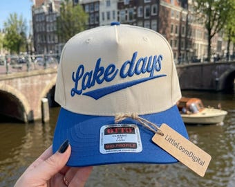Lake Days Embroidery Design for Hat, Lake Life Trucker Cap Embroidery File, Summer Vacation Boating Hat, DST PES Digital Download