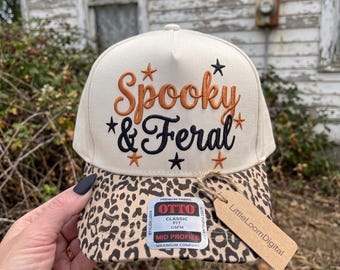 Spooky And Feral Hat Size Embroidery Design, Halloween Ghost Baseball Cap Digital File, Spooky Girl Halloween Trucker Hat Pattern, PES DST