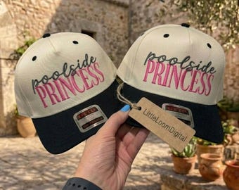 Poolside Princess Hat Embroidery Design, Summer Pool Party Hat Digital File, Trendy Bachelorette Hat Embroidery File, Machine Download PES
