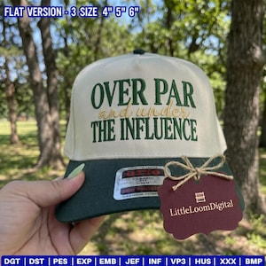 Über Par unter Einfluss Hut Größe Stickerei Design, lustige Golf Papa Trucker Cap digitale Datei, Retro Snapback Hut Datei, Maschinen Download PES