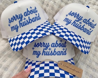 Excuse My Husband Embroidery Design for Hat, Funny Wife Quote Trucker Cap Embroidery File, Sarcastic Marriage Saying, DST PES Download