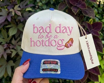 Mauvaise journée pour être un hot-dog motif de broderie pour chapeau, fichier de broderie chapeau drôle de citation d'été barbecue, 4 juillet casquette de camionneur motif de point PES DST