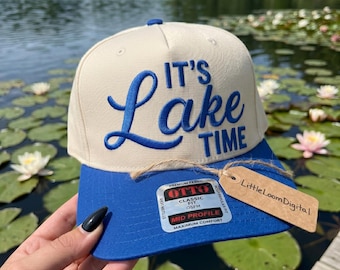 It's Lake Time Embroidery Design for Hat, Funny Summer Vacation Trucker Hat, Boating Hat, Lake Life Baseball Cap File, Machine File PES