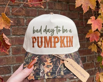 Bad Day To Be A Pumpkin Hat Embroidery Design, Sarcastic Halloween Hat Embroidery File, Trendy Vintage Sarcastic Autumn Women Dad Hat, PES
