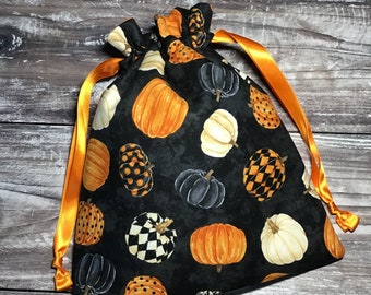 Drawstring Project Bag - Decorated Pumpkins
