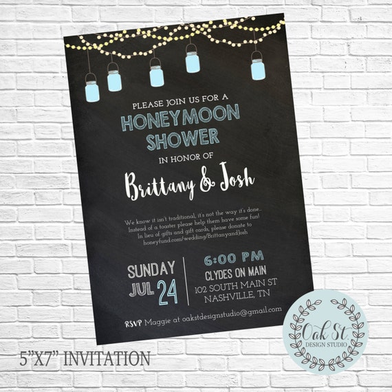 Honeymoon Shower Invitation Chalkboard Mason Jar Wedding Honeymoon Shower Invitation Chalkboard Mason Jar Wedding Bridal Invite