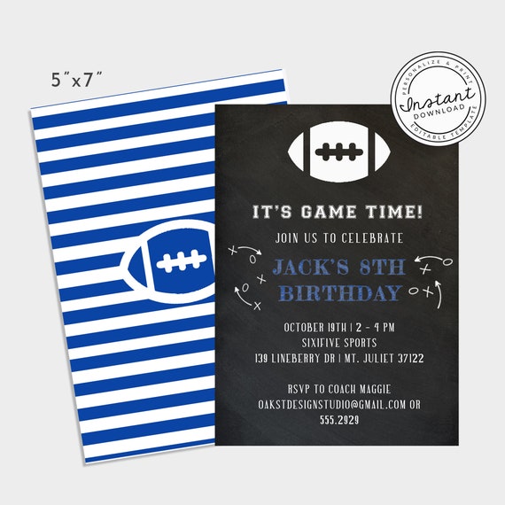 Football Birthday Invitation, Football Party, Super Bowl, Edit at home • INSTANT DOWNLOAD • Editable Printable Template Corjl Il_570xn