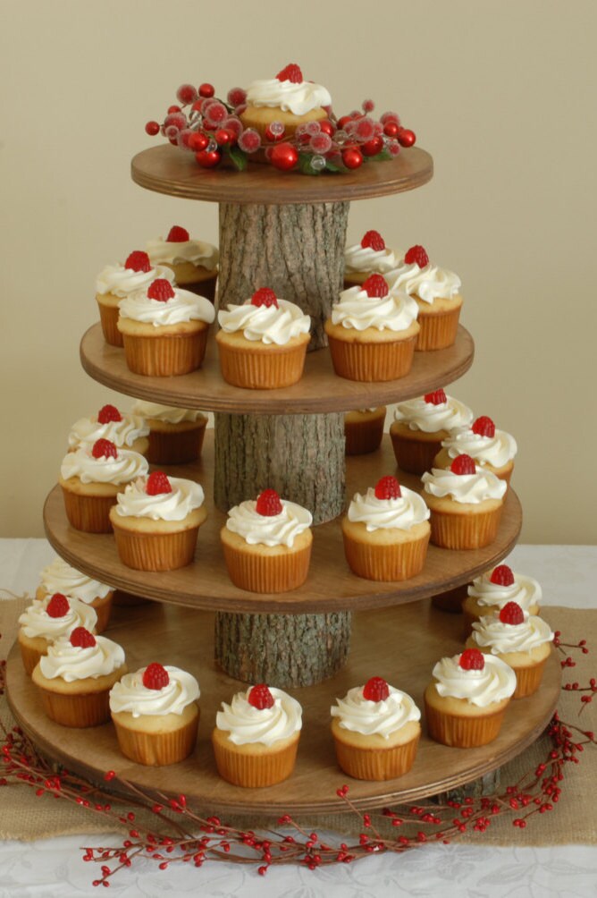 Cupcake etagère 3 niveaus - Houten taartstandaard voor verjaardagen en feesten