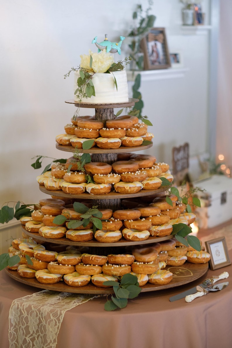 Cupcake Stand 5 Tier Rustic or Modern Tower / Holder 120 Cupcakes 250 Donuts Wedding Birthday Anniversary Shower Party Pastries Wooden image 3